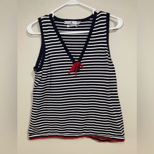 Vintage Women's Tommy Hilfiger Striped V-Neck Sleeveless Top